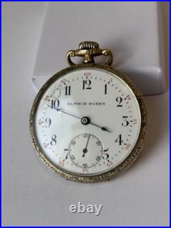 Antique Altrue Buren 15J Swiss Made Pocket Watch In Exceptional Case, 1920-30s