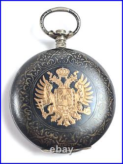 Antique Austria Hungary Presentation Pocket Watch Case Calvary Military Army