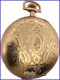 Antique B&B Hunter Pocket Watch Case for 16 Size Gold Filled w Fancy Guilloche