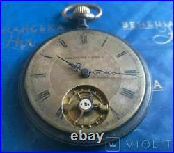 Antique Balancier Visible Watch Pocket Dial Balance Case Original Switzerland