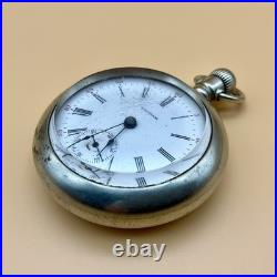 Antique Ca. 1900s Waltham 15 Jewel Deer Engraved Silverode Case Pocket Watch