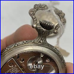 Antique Caravelle By Bulova 17j Pocket Watch RARE! SILVER CASE