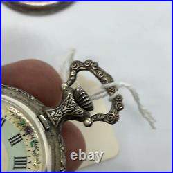 Antique Caravelle By Bulova 17j Pocket Watch RARE! SILVER CASE