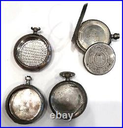 Antique Coin Silver Ornate Pocket Watch Cases Only