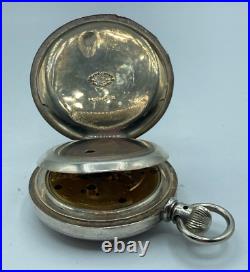 Antique Coin Silver Pocket Watch Rockford Watch Co Hunter Case circa 1878