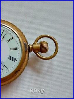 Antique Columbia Ladies Pocket Watch Gold Filled Green Dial RARE