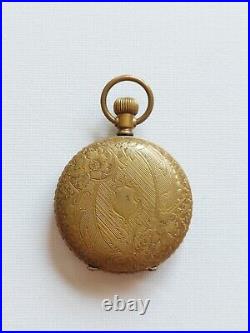 Antique Columbia Ladies Pocket Watch Gold Filled Green Dial RARE