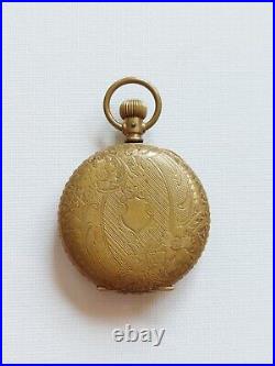 Antique Columbia Ladies Pocket Watch Gold Filled Green Dial RARE