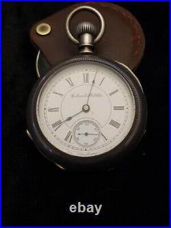 Antique Columbus Watch Co Coin Silver Hunter Case Pocket Watch Working Condition