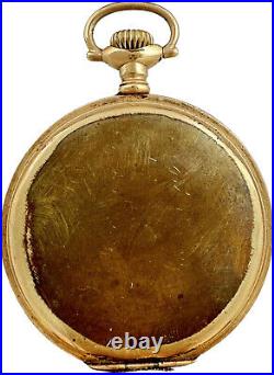 Antique Crescent Open Face Pocket Watch Case 12 Size Gold Filled w Beaded Bezel