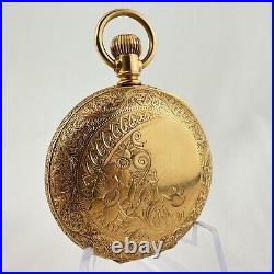 Antique Crescent w Ornate Finish Hunter Pocket Watch Case for 6 Size Gold Filled