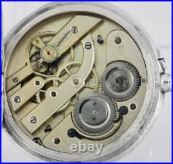 Antique ECLIPSE Railroad Jumbo Pocket Watch 800 Silver 63mm Case All Swiss