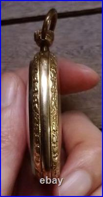 Antique ELGIN Pocket Watch Gold 14K Open Face Case 12 Size 17 Jewels Vintage