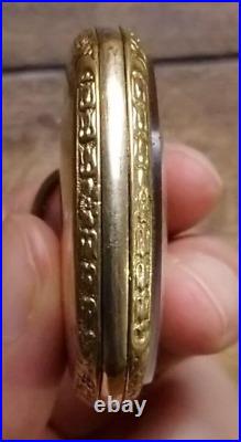Antique ELGIN Pocket Watch Gold 14K Open Face Case 12 Size 17 Jewels Vintage