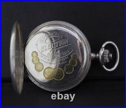 Antique Election 50mm Sterling silver (0.900) pocket watch. Hunter case. Ca 1914