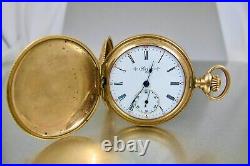 Antique Elgin 14K GF Tri Color Fahy's Caduceus Full Hunter Pocket Watch