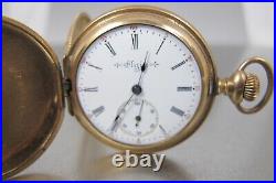 Antique Elgin 14K GF Tri Color Fahy's Caduceus Full Hunter Pocket Watch