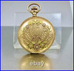 Antique Elgin 14K GF Tri Color Fahy's Caduceus Full Hunter Pocket Watch