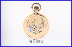 Antique Elgin 14k Gold 3/0s 13 Jewel Diamond & Enamel Hunter Case Pocket Watch