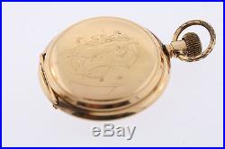 Antique Elgin 14k Gold 3/0s 13 Jewel Diamond & Enamel Hunter Case Pocket Watch
