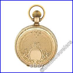Antique Elgin Pocket Watch 11j 8s Grade 94 Etched Yellow Gold Tone Hunter Case