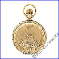 Antique Elgin Pocket Watch 11j 8s Grade 94 Etched Yellow Gold Tone Hunter Case