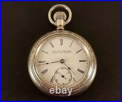 Antique Elgin Pocket Watch 7 Jewels 18 Size Keystone Silveroid Case Ca. 1891