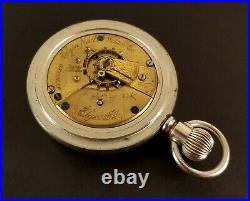 Antique Elgin Pocket Watch 7 Jewels 18 Size Keystone Silveroid Case Ca. 1891