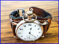 Antique Elgin Pocket Watch Converted Wrist Watch Gold Filled 10K Wadsworth Case