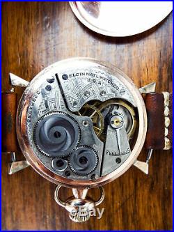 Antique Elgin Pocket Watch Converted Wrist Watch Gold Filled 10K Wadsworth Case
