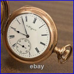 Antique Elgin Pocket Watch Mechanical Gold Plated Hunter Ornate Case