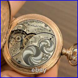 Antique Elgin Pocket Watch Mechanical Gold Plated Hunter Ornate Case