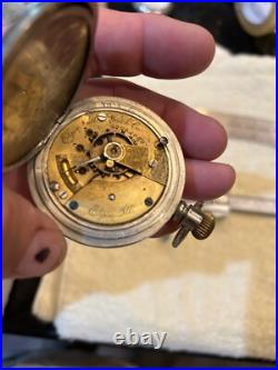 Antique Elgin Pocket Watch Railway Case Silverine