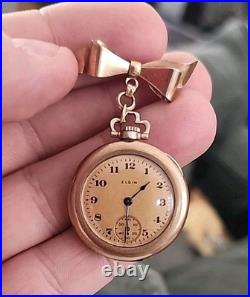 Antique Elgin Women's Ladies Pocket Watch Wadsworth Case Referee Vintage RUNS