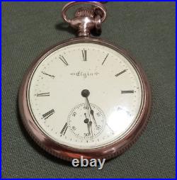 Antique Elgin pocket watch with gold plated case. 51mm /26/