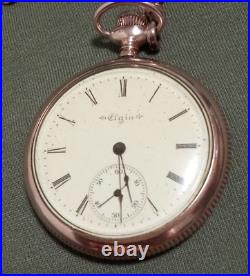 Antique Elgin pocket watch with gold plated case. 51mm /26/