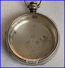 Antique English STERLING SILVER Pocket Watch Case 54 mm For Key Wind Movement