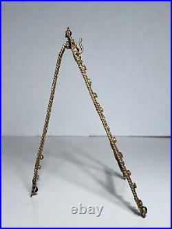 Antique FRENCH GILT BRONZE JEWELED POCKET WATCH HOLDER 19th Century