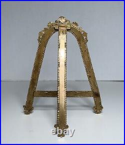 Antique FRENCH GILT BRONZE JEWELED POCKET WATCH HOLDER 19th Century