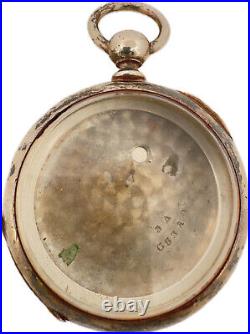 Antique Fahy's Open Face Pocket Watch Case for 18 Size Key Wind Coin Silver