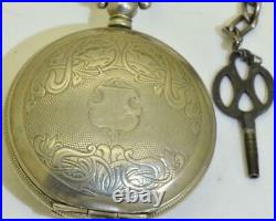 Antique Full Hunter Silver Hand Engraved Case Pocket Watch for Ottoman Market