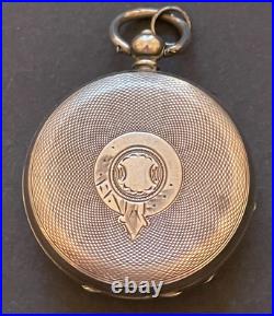 Antique Fusee Pocket Watch With Nice. 935 Silver Case Parts Good Balance 52.5mm