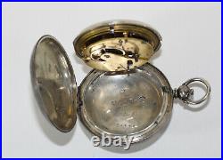 Antique Fusee Pocket Watch With Sterling Silver Hunt Case AA21-101