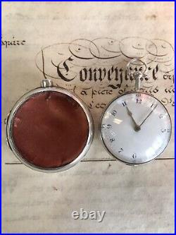 Antique Georgain Silver Verge Fusee Pair Cased Pocket Watch Working