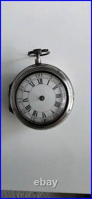 Antique Georgian Era Verge Fusee Pocket Watch Sterling Case Bold Roman Numerals