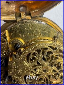 Antique Georgian Era Verge Fusee Pocket Watch Sterling Case Bold Roman Numerals