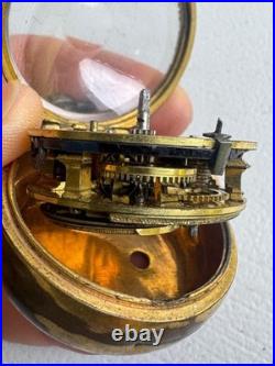 Antique Georgian Era Verge Fusee Pocket Watch Sterling Case Bold Roman Numerals