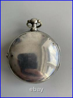 Antique Georgian Silver Pair Case Verge Fusee Pocket Watch 1819 Running