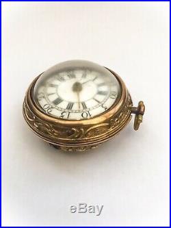 Antique Gilt Repousse Cased Verge Fusee Pocket Watch