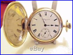 Antique Gold Fill Full Hunter Elgin Pocket Watch Ornate Case 1905 Fwo